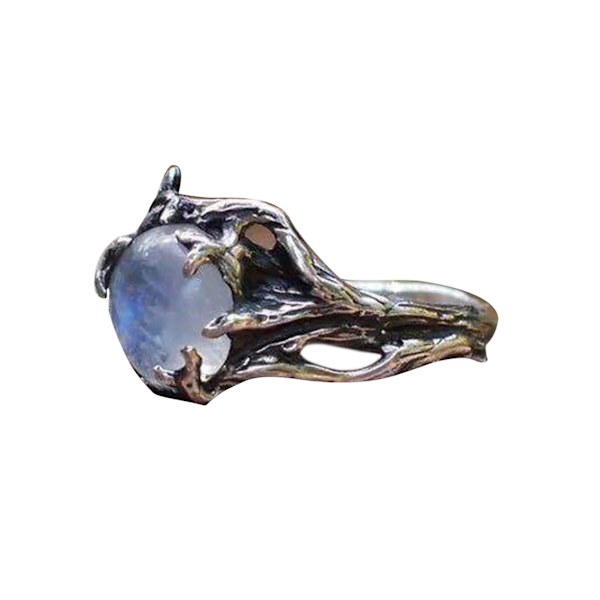 Hollow Simple Statement Vintage Ring Blad Blomma Moonstone Lady Ring Smycken Accessaries US 10