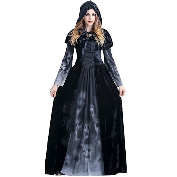 Goottilainen puku Halloween noitaroolimekko L
