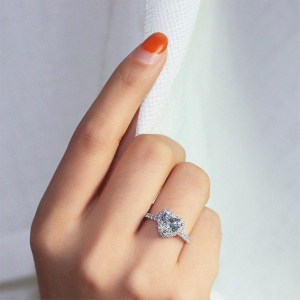 Kvinner Ring Hjerteform Rhinestones Smykker Galvanisering Mote Utseende Fingerring til bryllup US 8