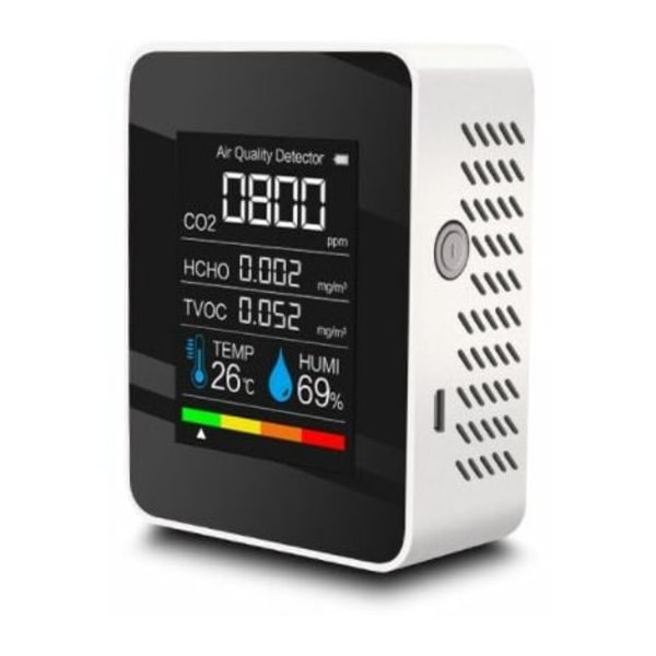 Bærbar luftkvalitetsdetektor CO2-måler Digital temperaturmåling Fuktighetstester CO2-detektor TVOC Formaldehyd H
