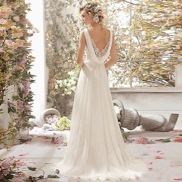 Brudekjole Til Bride Beach Vintage A Line Rygløs