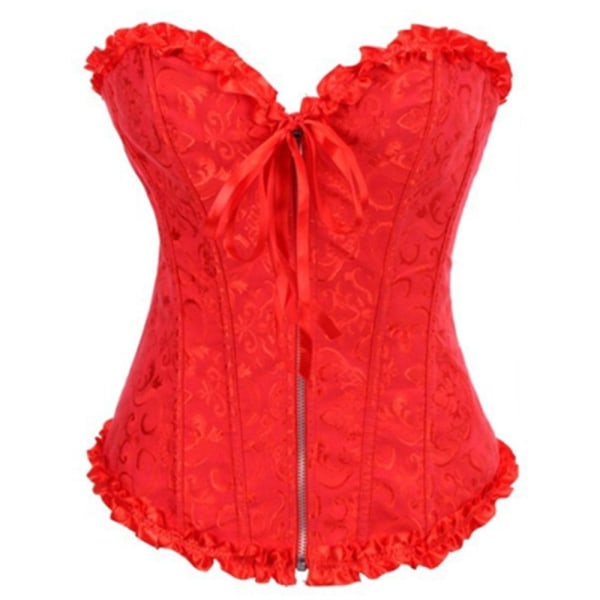 Naisten gootti vetoketjullinen rintapaita plus-kokoinen S-6XL seksikäs korsetti naisille waist trainer korsetti Overbust Brocade korsetti Red 5XL