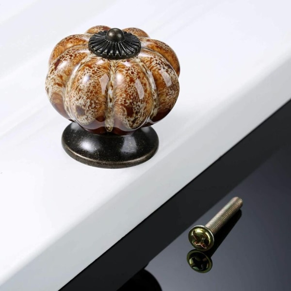 Home Pumpkin Leopard Print Ceramic Door Pull (Leopard White),