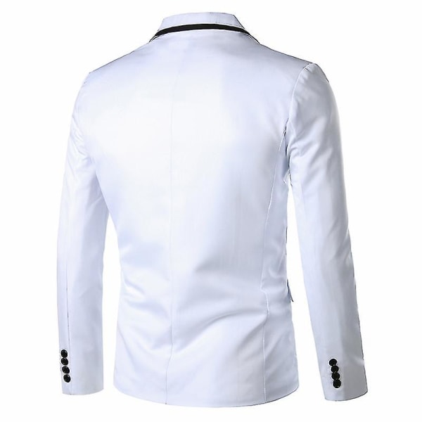 Mænd Blazer Letvægts Casual Solid One Button Slim M White