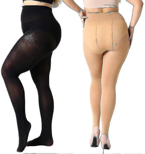 Dame 2 par plus size kontrolltopp ultramyke strømpebukser