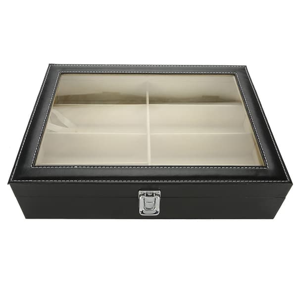 8 rum PU læder solbrille opbevarings display etui organizer boks