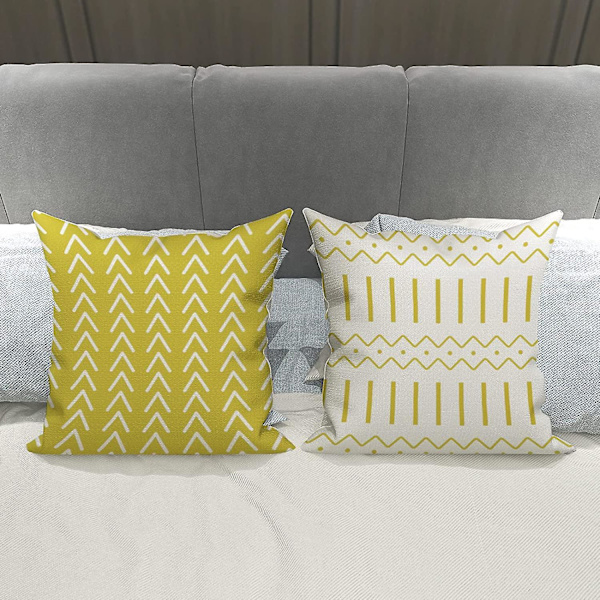 Ycoll Putetrekk Sett med 4 Lin Putetrekk Dekorative putetrekk 40*40cm Zitronengelb