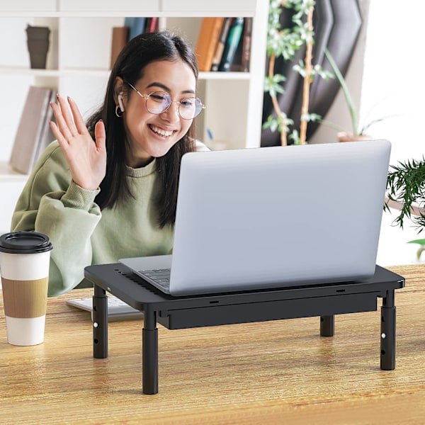 Monitor Stand Riser Justerbar Laptop Stand Riser 3 Højdejusterbare kontorartikler (sort)