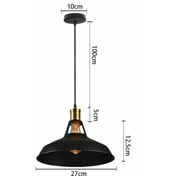 Sett med 3 industrielle anheng lysekrone taklampe E27 metallskjerm for soveromsbar - svart - svart