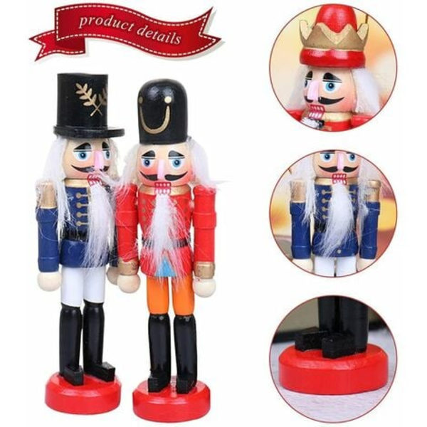 Nötknäpparen Soldier 6 delar juldekorationer Nötknäpparen Soldier Trä 12cm Jul Nötknäpparen Soldier Puppet Orna