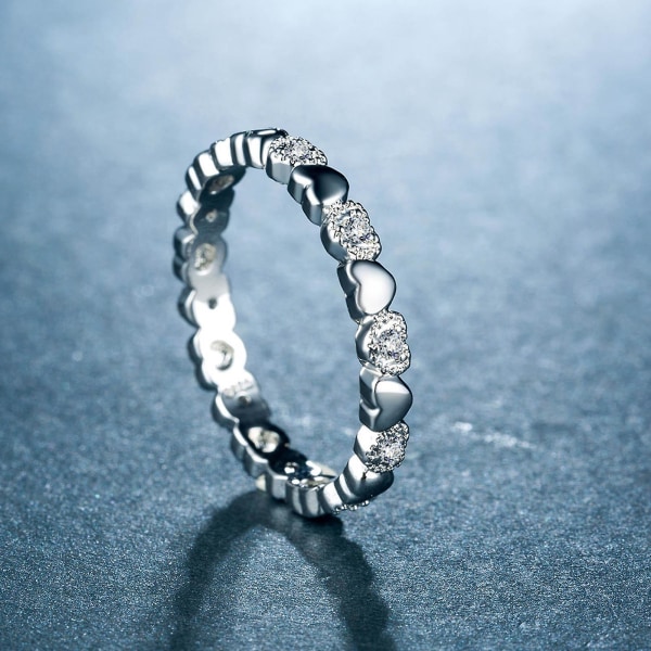 Naisten Sormus Sydämen muotoinen Cubic Zirkonia Korut Makea Muoti Ulkonäkö Sormus Sormus Häihin Rose Gold US 8