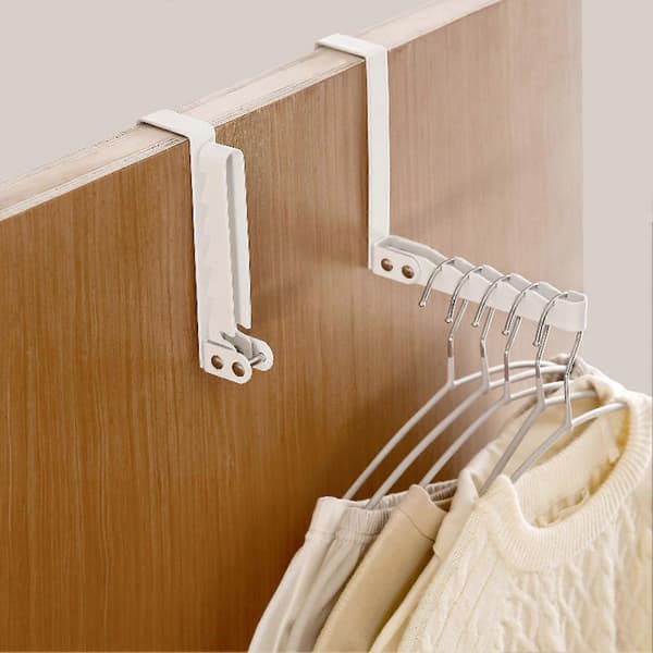 1/2 pcs Door Hanger Drying Rack Storage Hook Strong Load-bearing Foldable Design Easy to Install Laundry Hanging Coat Hanger Hook with 6 Notches 1pc
