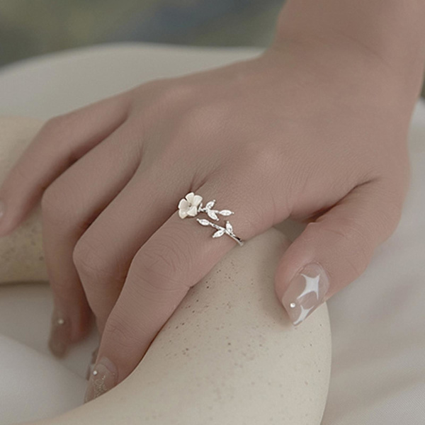 Dam Ring Blommig Leaf Justerbar Öppning Lady Circlet Vigselring