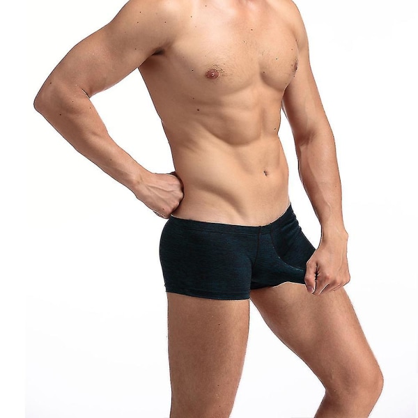 Män Low Rise bomull Boxer Trunks Underkläder Trosor Deep Lake Blue M