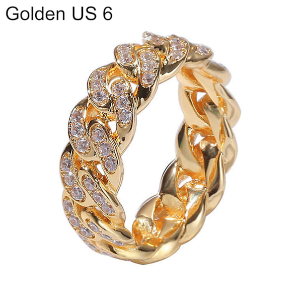 Mote Twisted Ring Creative Smykker Ring Cubic Zirconia Alloy Finger Ring For Gift Golden US 6
