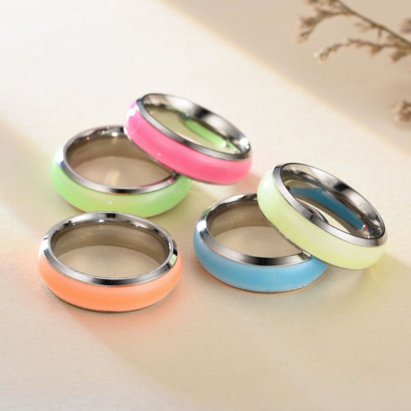 Enkel mode unisex lysande enfärgad glödande ring smycken tillbehör Pink US 7