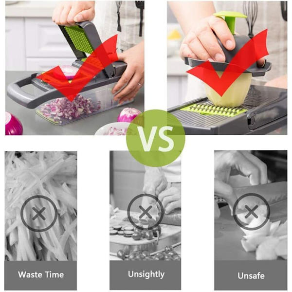 Mandoline Slicer - 13 in 1 -monitoiminen vihannesleikkuri, hedelmien ja vihannesten leikkaaminen, Mandoline Vegetable Sl