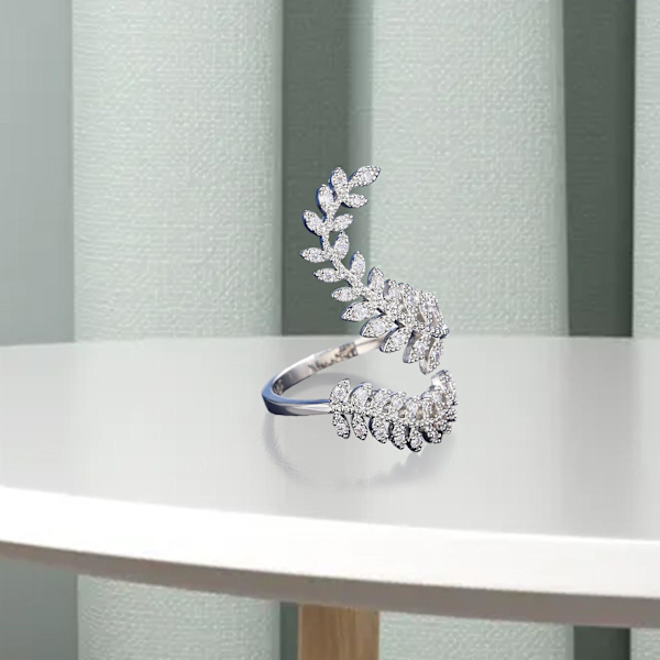 Knuckle Ring Silver Färg Graciös öppning Bladform Justerbar Bröllop Finger Ring Gift