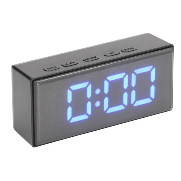 Digital klocka energibesparande bakgrundsbelysning LED spegel digital display elektronisk väckarklocka för studentrum hem sovrum blå