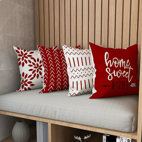 Ycoll tyynynpäälliset, 4 set tyynynpäällistä koristeelliset tyynynpäälliset 55*55cm Rot
