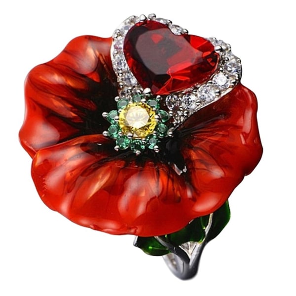 Bryllupsfest Mote Blomst Hjerteform Faux Ruby Finger Ring Brude smykker US 8