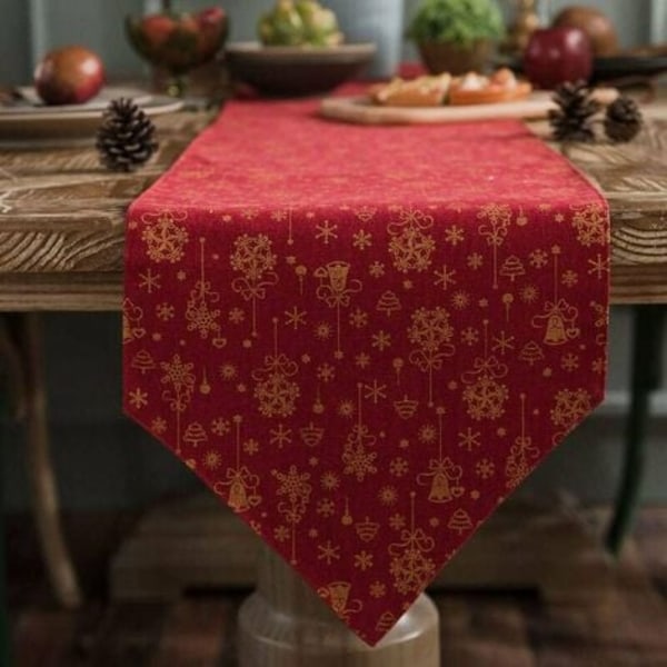 Deluxe bordløper, varmstemplet design for juleborddekorasjon, middagsselskaper eller familiesammenkomster, innendørs eller utendørs
