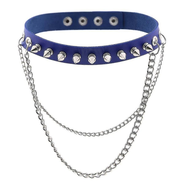 Spike Choker Kaulakoru Gootti Kaulus Ketju Punk Choker Naiset Miehet Musta Nahka Chocker Hienot goottilaiset korut blue