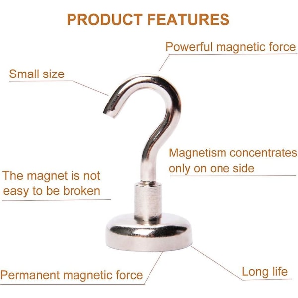 Piao sett med 25 magnetkroker neodymmagneter krok 10 kg attraksjonskraft