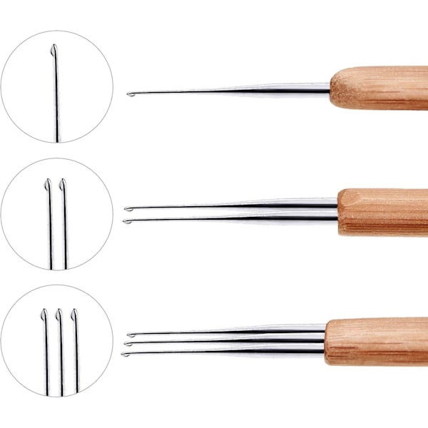 3 Pack Bambu dreadlock 0,75 mm rastatukkakoukut