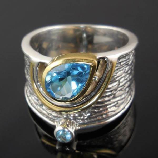 Unisex -ring Vattendroppeformad etniska smycken Modeutseende Faux pärla bred ring för bröllop US 10