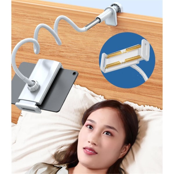Lazy Bracket Flexibel Arm Tabletter Och Mobiltelefon Mount Carbon steel white