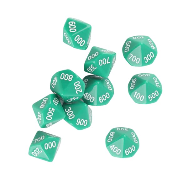 10-pack Gröna 10-sidiga Tärningar Vita Siffror Utbildning Spel Underhållning