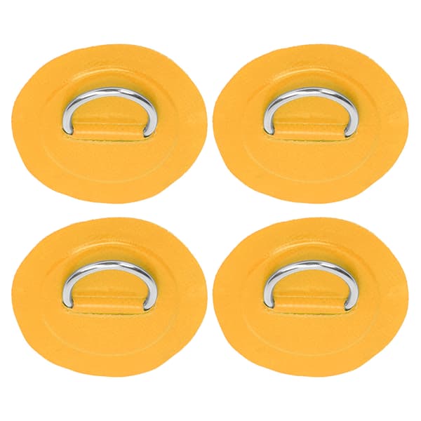 4 st PVC Patch Elastiskt Rep Set med Rostfritt Stål D Ring Pad Gul
