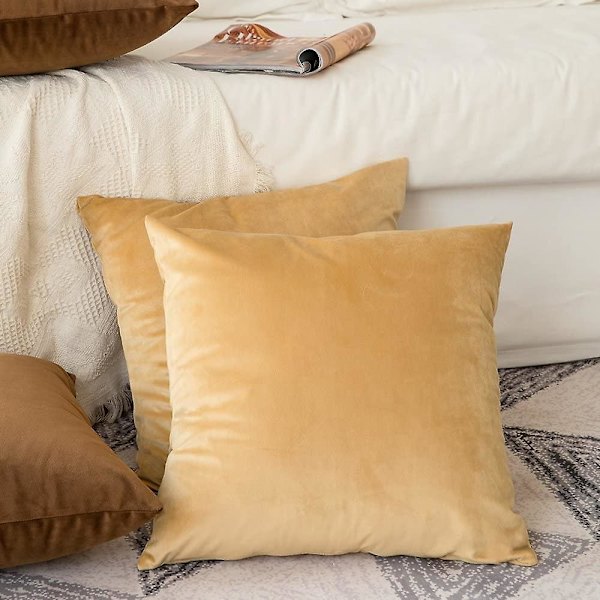 Set med 2 kuddfodral i sammet Dekorativ soffa Case Superslät Mjuk Bekväm dekoration Hem Vardagsrum Sovrum För Soffa 55x55cm Ljus B