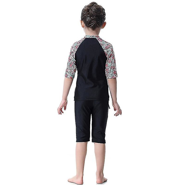 barn Flickor Islamiska Muslimska Badkläder Modest Burkini Arab Baddräkt Strandkläder Black 1-2 Years