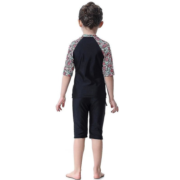 Barn Jenter Islamsk Muslim Badetøy Modest Burkini Black 1-2 Years