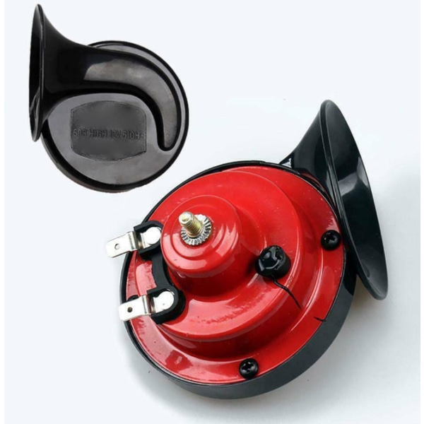 Rødt par 12v sneglebilhorn højt og lavt motorcykelhorn tofarvet bilhorn fløjter elektrisk horn,
