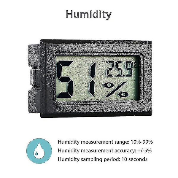 Mini LCD Digital inomhus Bekväm temperatursensor Fuktighetsmätare Termometer Hygrometer Mätare Instrument Kabel