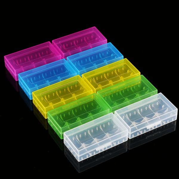 Multifunktionel Transparent Plast Batteriholder Opbevaringsboks 5 Farver 10 Stk