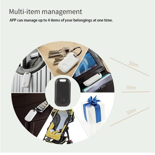 Smart Bluetooth Tracker til Android iOS Mist aldrig barn kæledyr taske nøgler sort