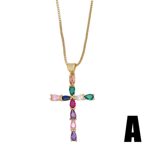 Halsband Vintage Zircon Cross Modesmycken Ac8877 A