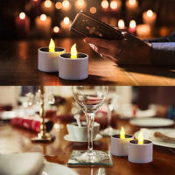 6 stk Solar Lantern Telys - Nattlys Oppladbar Elektronisk Solar LED-lampe flimrende - Flam