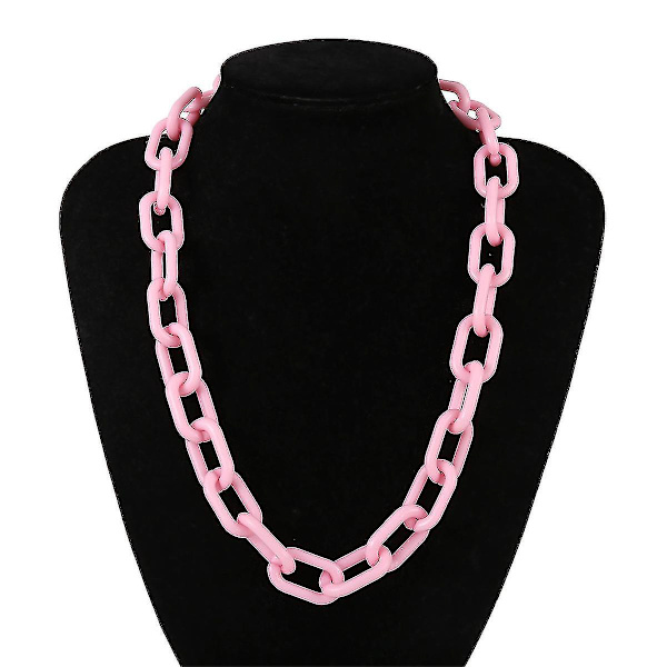 Akryl Halsband Hängen Överdriven Geometri Choker För Kvinnor 24 In pink