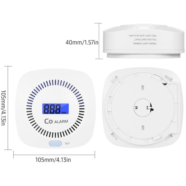Engelsk versjon Digital Display Karbonmonoksidalarm Sotalarm Giftgassdetektor