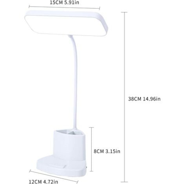 Trådløs skrivebordslampe, LED-bordslampe med 3 lysstyrkeniveauer, bordlampe til børn til soveværelsesbog med USB-opladningsport/pen H