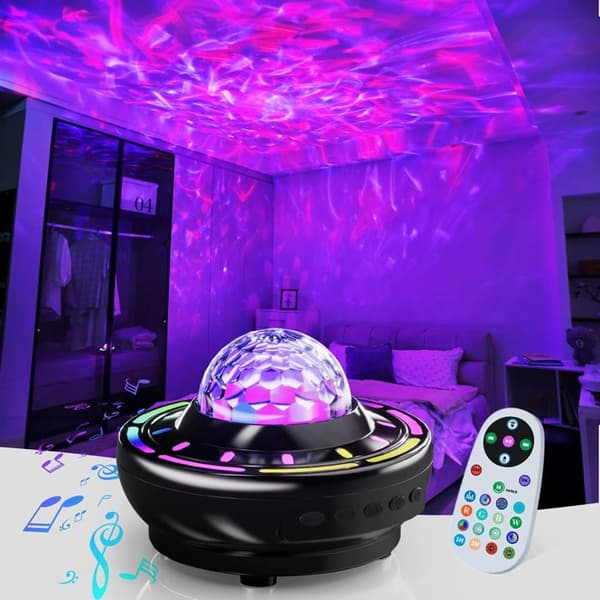 Aurora Projektorlampe – Bluetooth RGB Musikrytme – til Soveværelse og Fest – Sort