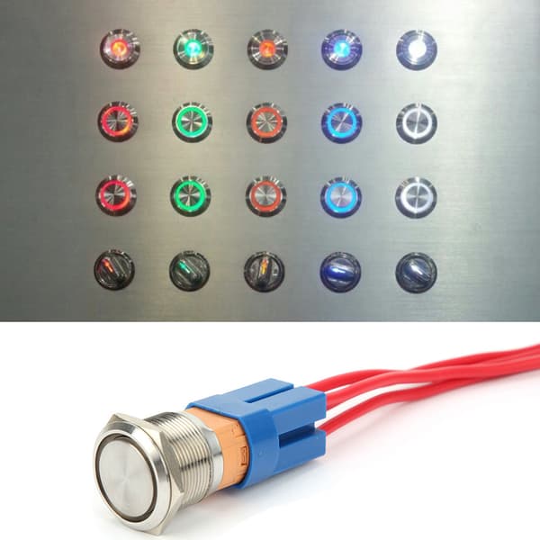 22mm 20A 250V AC Trykknapp Bryter Flat Hode Metall 4Pin Socket Selv Reset