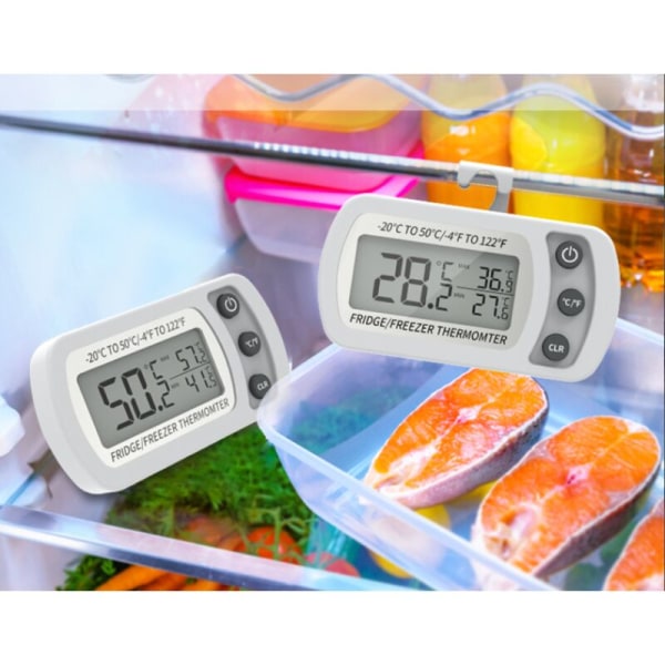 Valkoinen jäähdytyslämpömittari 0,1 digitaalinen pakastin ja vedenpitävä lämpömittari, LCD-näyttö