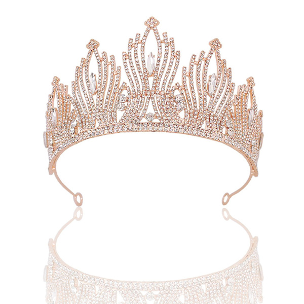 Brudekrone Hodeplagg Bryllup Bursdag Krone Hodeplagg Rhinestones Retro Luksus Hårtilbehør For Gold