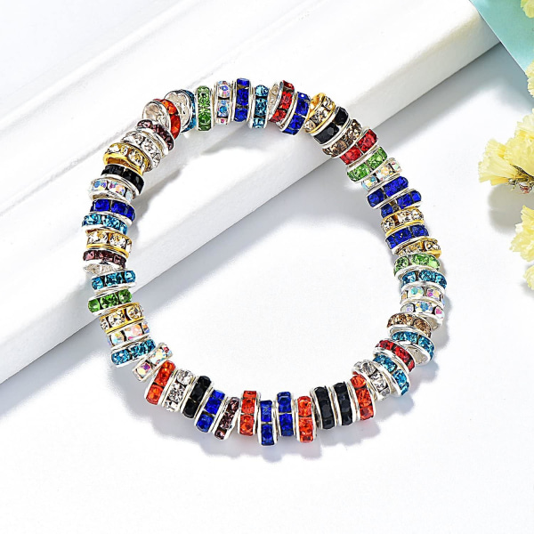 200 stykker blandede farve Rondelle perler, 10 farver til smykkefremstilling